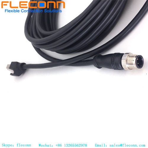 M12 4 Pin D-coded Male To RJ45 Ethernet Cable