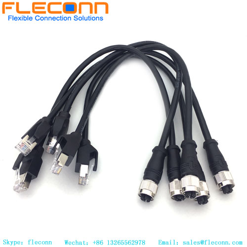 M12 8 Pos X-coded Female To RJ45 Ethernet Cable