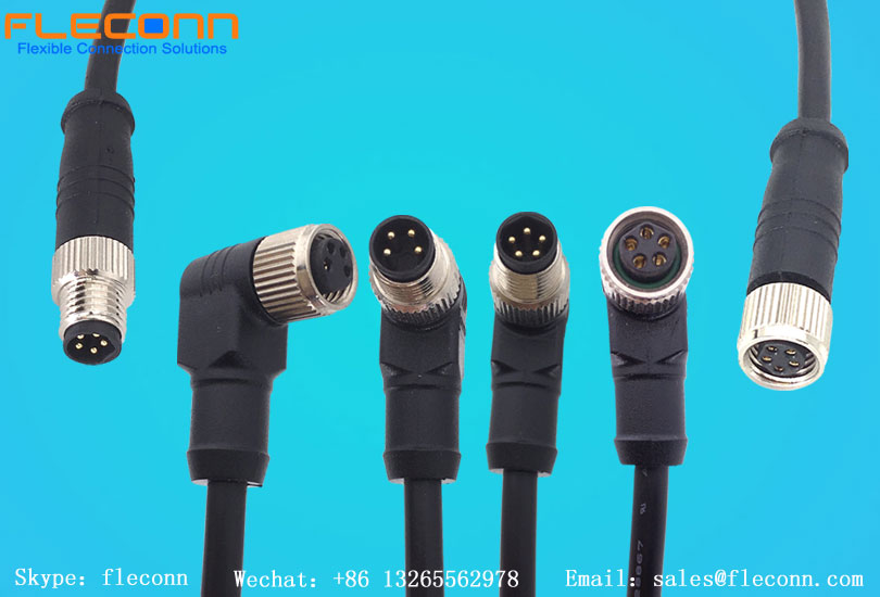 FLECONN can manufacture and overmold IP67 IP68 waterproof A-code and B-code 3 pin 4 pin 5 pin 6 pin 8 pin male and female m8 cable and patch cordset for industry automation sensor and actuator systems
