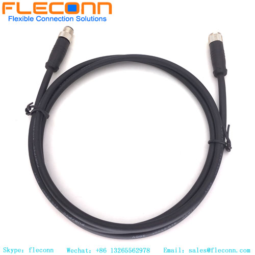 M8 4 Pin Male to Female Right Angle Overmoulded Cable, IP67 IP68 Waterproof Plug Cordset