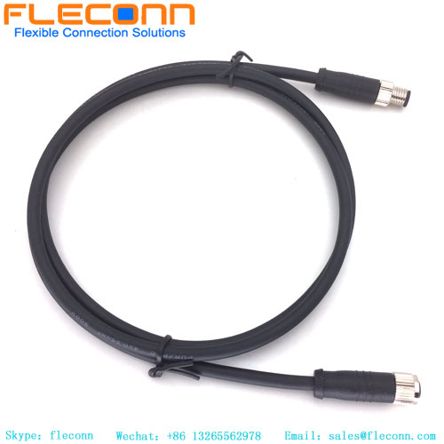 M8 4 Pin Male To Female Cable, IP67 Waterproof Rating Connector Cable