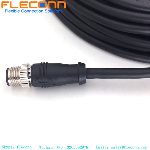M12 D-Coded Connector Cable，4P Straight Male IP67 Waterproof Cable