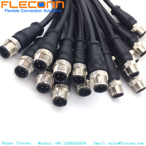 M12 D-Coded Connector Cable，4P Straight Male IP67 Waterproof Cable