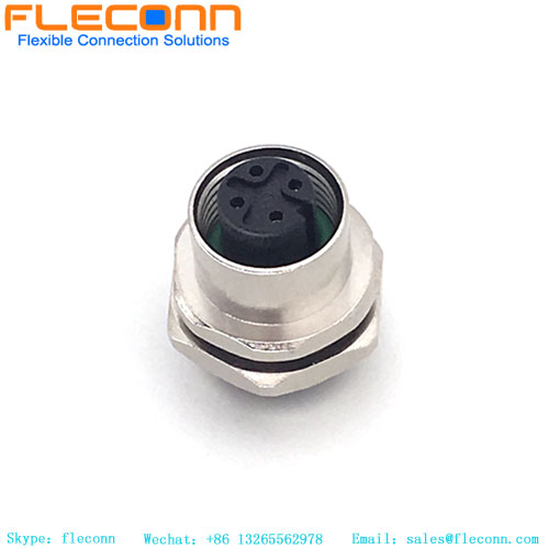 M12 A-Coded 4-Pin Female Connector, Plug-In Rear Lock Sensor Waterproof Connector