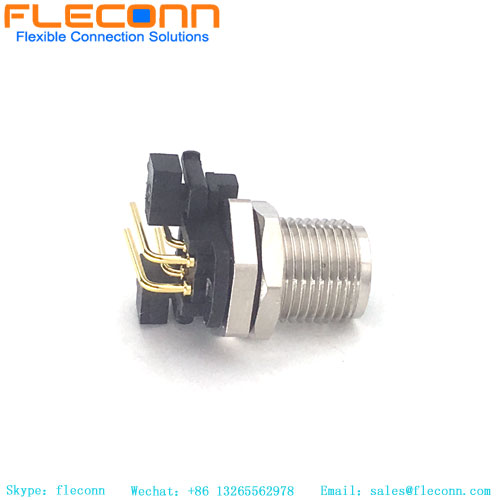 M12 Connector 4 Pin A-Coded Panel Right Angle Female Receptacles M12 Connector 4 Pin A-Coded Panel Right Angle Female Receptacles