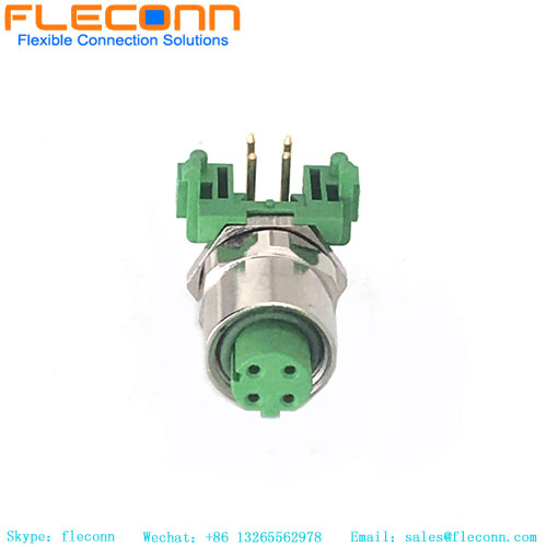 M12 D-Coded 8 Pin Female Right Angle Panel Mount Receptacle M12 D-Coded 8 Pin Female Right Angle Panel Mount Receptacle