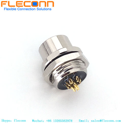 M12 8 Pin A-Coded Connector, IP67 screw waterproof panel mount socket