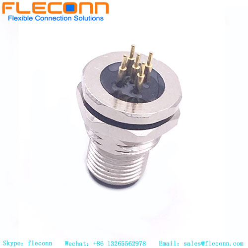 M12 5 Pin A-Coded Male PCB Panel Connector, Rear Mounting Connector M12 5 Pin A-Coded Male PCB Panel Connector, Rear Mounting Connector
