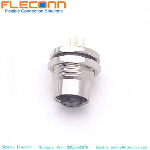 M12 4 Pin D-Coded Female Panel Connector, Rear Mounting M12 4 Pin D-Coded Female Panel Connector, Rear Mounting