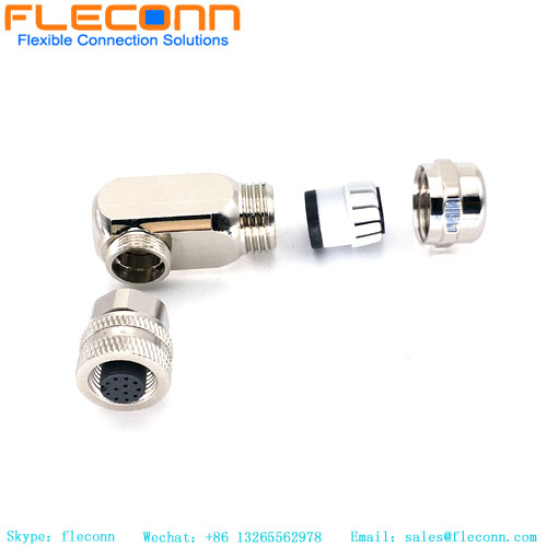 M12 A-Coded 12 Pin Female Right Angle Connector Pinout