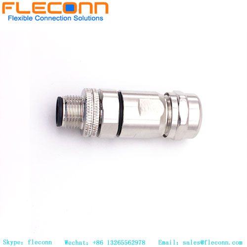 M12 8 Pin Male Connector, A Coded Waterproof Metal Shell Connector