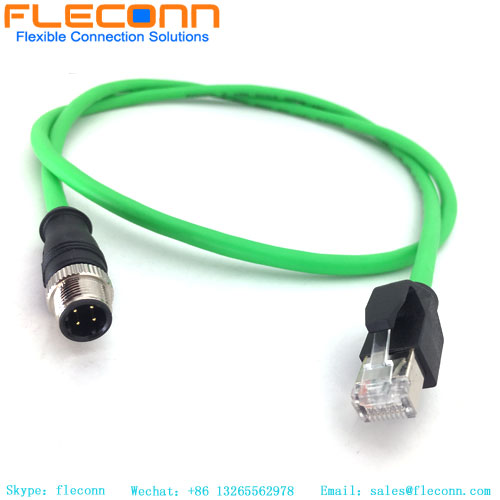 M12 D-Coded To RJ45 Connector Cable