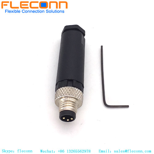 M8 3 Pin Connector, Male, Field Wireable, IP67 Waterproof M8 3 Pin Connector, Male, Field Wireable, IP67 Waterproof