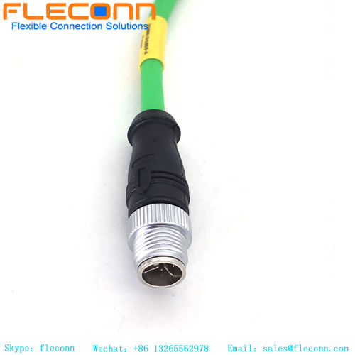 M12 X-Coded To D-Coded Connector Cable, Cat6A Industrial Ethernet High Speed Transmission Line