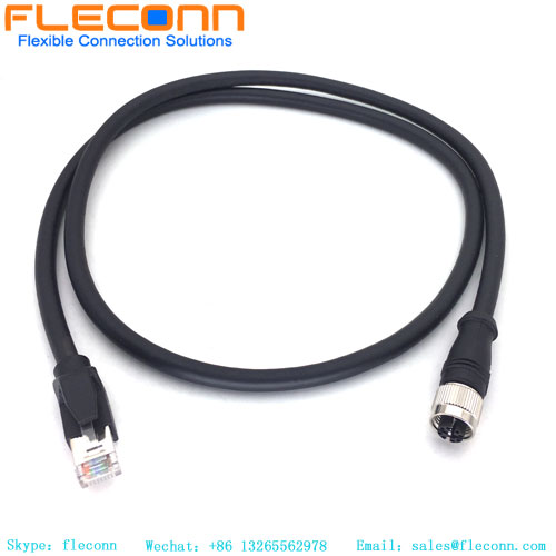 M12 To RJ45 Cable, CAT5E CAT6A 24AWG 26AWG 4-Pair Twisted SFTP Shielded PUR Ethernet cable