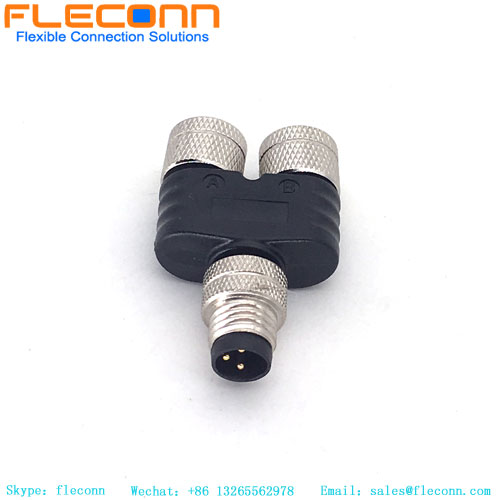 M8 Y Type 3Pin Connector Male To Dual Female Splitter