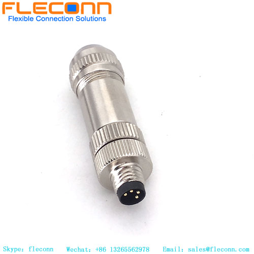 M8 4 Pin Male Connector, Metal Shielded M8 4 Pin Male Connector, Metal Shielded