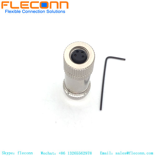 M8 4 pin Female Straight Metal Shell Plug 