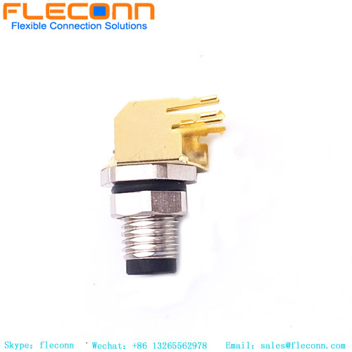 M8 4 Postion Right Angle Pcb Connector, Male, Shielding M8 4 Postion Right Angle Pcb Connector, Male, Shielding