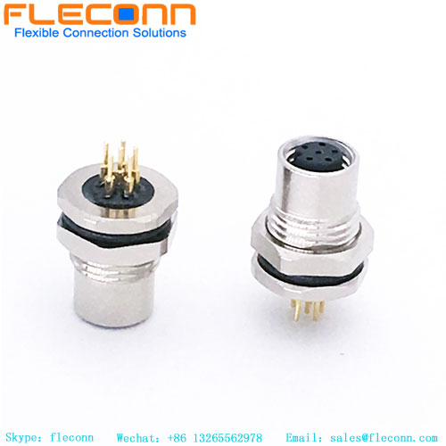 M8 6 Pin Front Panel Mount PCB Connector