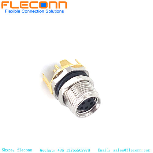 M8 5 Pin PCB Mount Connector with Shield Holder