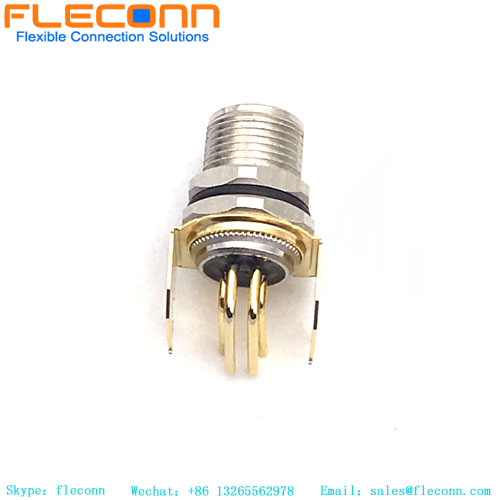 M8 90 Degree Waterproof Shielded Connector, Panel Mount Receptacle 3 4 5 6 8 Pin Male