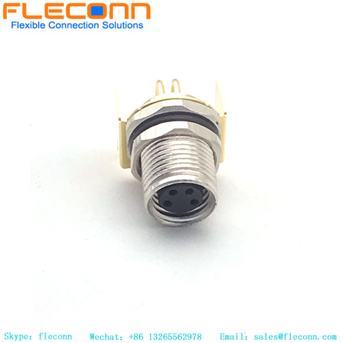 M8 Round Waterproof IP67 Connector, Right Angle 3 4 5 6 8 Pin Core Female Panel Mount Connector M8 Round Waterproof IP67 Connector, Right Angle 3 4 5 6 8 Pin Core Female Panel Mount Connector