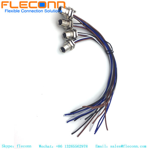 M8 Female Panel Mount Connector Front Fastened With Single Wires