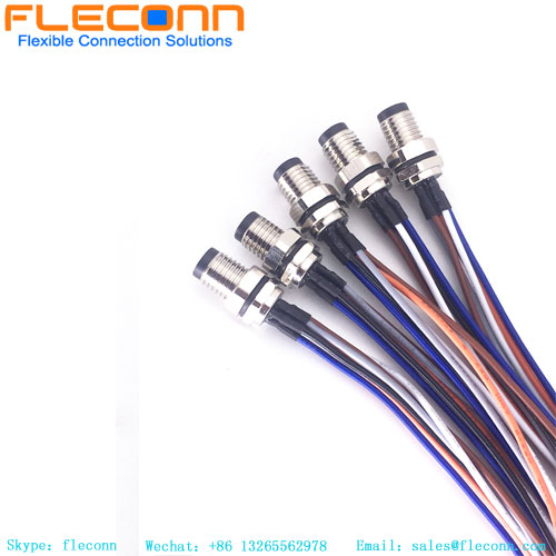 Waterproof IP67 M8 3 4 5 6 8 Pins Male and Female Rear Panel Mount Connector Receptacle Cable