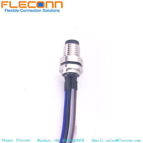 M8 Panel Mount Connector Socket with 24AWG Cable Wire M8 Panel Mount Connector Socket with 24AWG Cable Wire