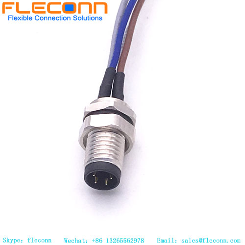 M8 4 Pin Male Panel Mount Connector Cable, IP67 Waterproof Straight Plug Cable