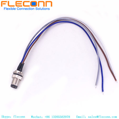 M8 4 Pin Male Panel Mount Cable, IP67 waterproof straight connector cable M8 4 Pin Male Panel Mount Cable, IP67 waterproof straight connector cable