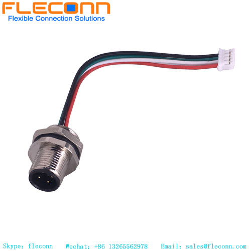 M12 code Ip67 waterproof connector 5 pin cable male wire circular a code plastic panel mount connector