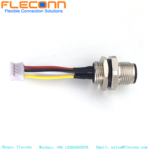 Male panel mount M12 aviation connector for sensor cable