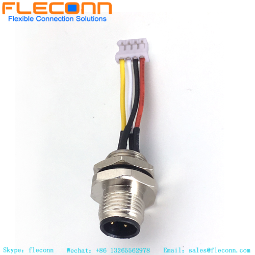 Male panel mount M12 aviation connector for sensor cable