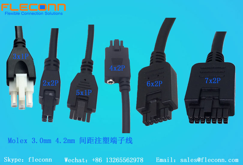 FLECONN can custom Molex Micro-Fit 3.0 made  overmolded cable assemblies available in various circuits and cable lengths.