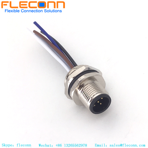 M12 Flange Socket Connector A Coding Waterproof Panel Mount Connector