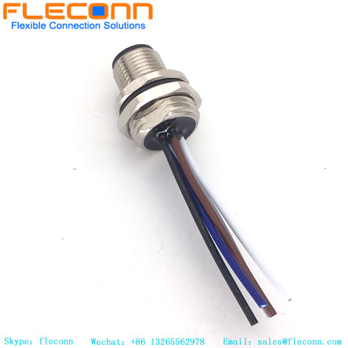 M12 Flange Socket Connector A Coding Waterproof Panel Mount Connector