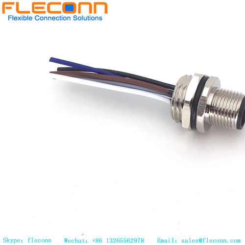 M12 Flange Socket Connector A Coding Waterproof Panel Mount Connector