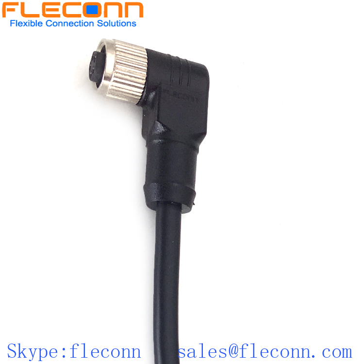 M8 4 Pin Male to Female Right Angle Overmoulded Cable, IP67 IP68 Waterproof Plug Cordset
