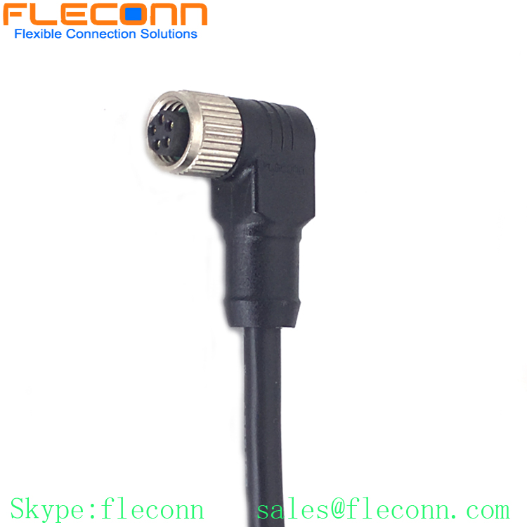 M8 5 Pole Female Cable, Right Angle, B-coding, TPU Moulded Connector Cable