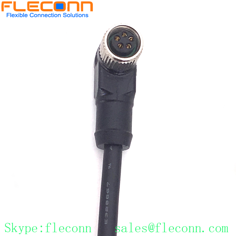 M8 5 Pole Female Cable, Right Angle, B-coding, TPU Moulded Connector Cable