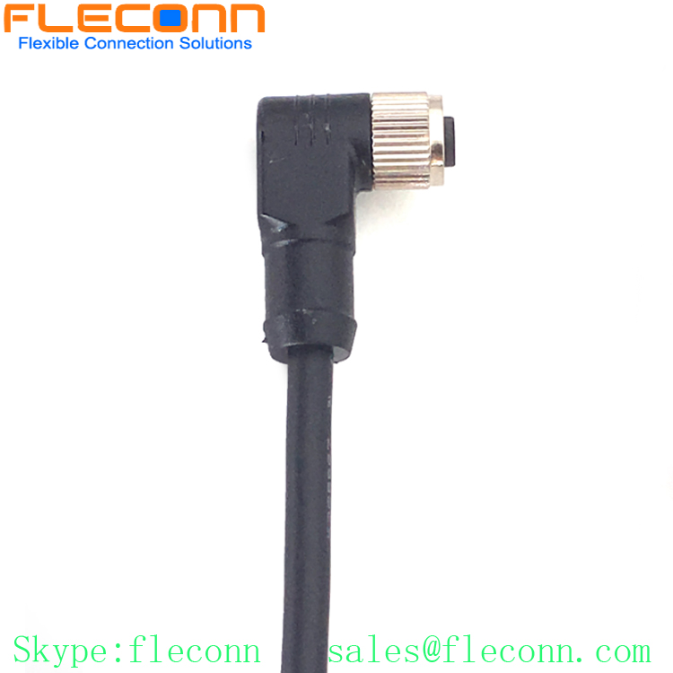 M8 5 Pin Female Right Angle Connector Cable, B-code, IP67 Waterproof Rating