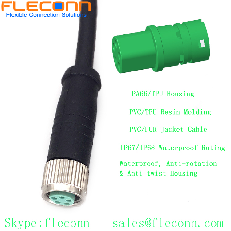 M8 B-coded 5 Pin Female to Female Plug Cable, IP67 Waterproof Connector Cable