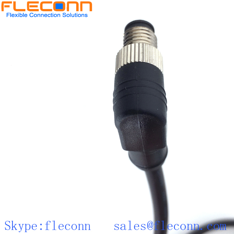 M8 Male to Male Cable, 90 Degree Angle Molded Connector Cable Assembly