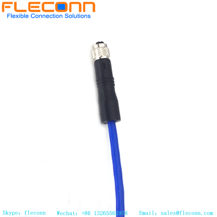 M5 4pin Female Cable, Straight Moulded Cable Connector, IP67 Waterproof Rating