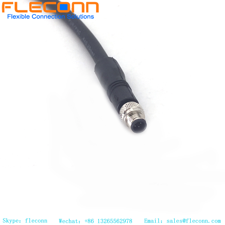 M5 sensor cable with 2 pin 3 contacts 4 pole male connector IP67 protection for automation technology
