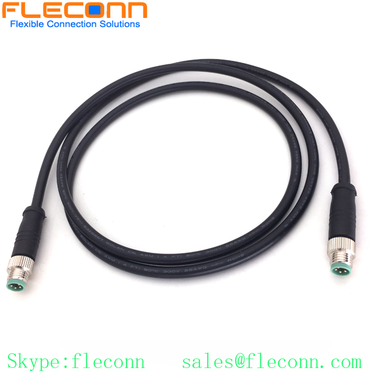 M8 4 Pin Male to Male Straight Connector Plug Cable, IP67 Waterproof Cordset