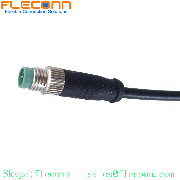 M8 4 Pos Male Plug Cable, Straight Molded Power and Signal Cable M8 4 Pos Male Plug Cable, Straight Molded Power and Signal Cable