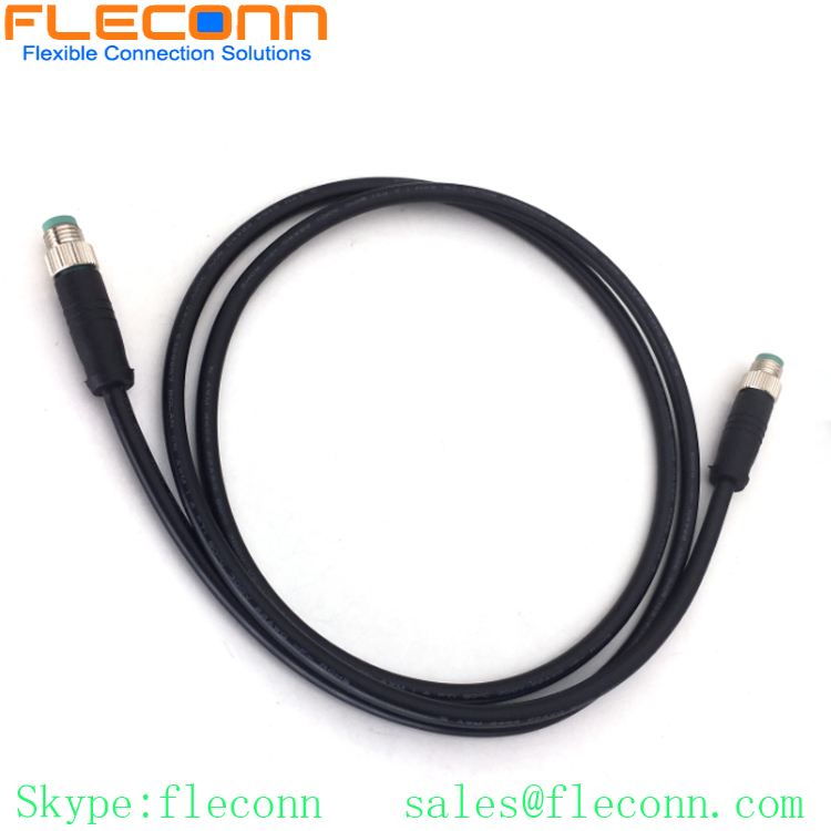 M8 Connection cable 4 Pin male cable connector on both ends, Overmolded, Black PVC, Unshielded M8 Connection cable 4 Pin male cable connector on both ends, Overmolded, Black PVC, Unshielded